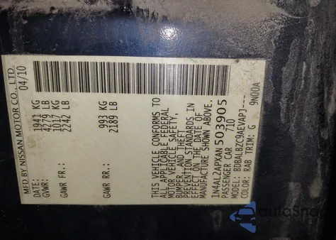 2010 Nissan Altima 2.5 S from USA, damaged, VIN 1N4AL2APXAN503905